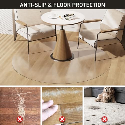 Clear Plastic Floor Mat for Under Dining Table, 4ft Round No Slip Waterproof gallery