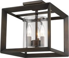 Smyth 3-Light Semi-Flush Mount in Gunmetal Bronze by