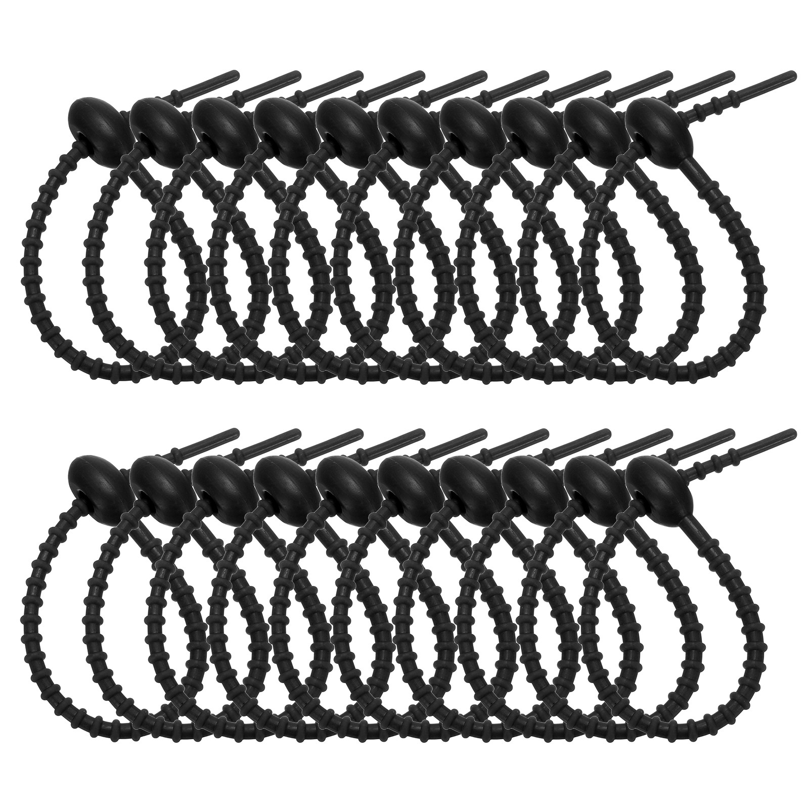 20pcs Silicone Cable Ties 6" Rubber Reusable Twist Zip Ties Black gallery