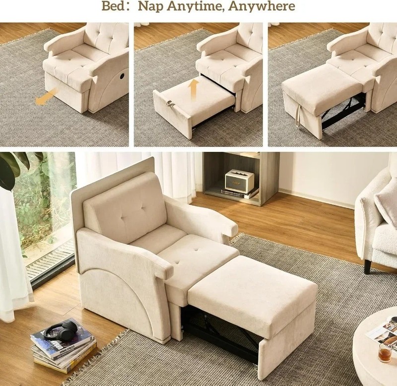 3 in 1 Pull Out Sofa Bed Sleeper Sofa with Storage Chair Sectional L Shape Couch gallery