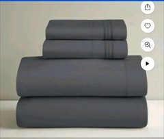 Queen Gray Solid Sheet Set for Adults, Machine Wash & Tumble Dry