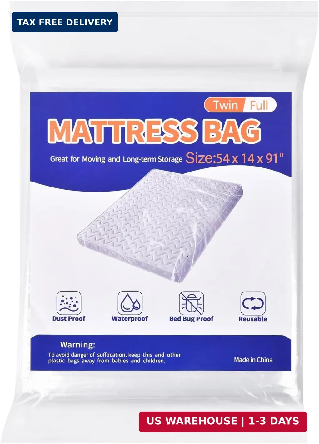 Mattress Bag for Moving Storage Plastic Mattress Protector Cover Twin and Full gallery