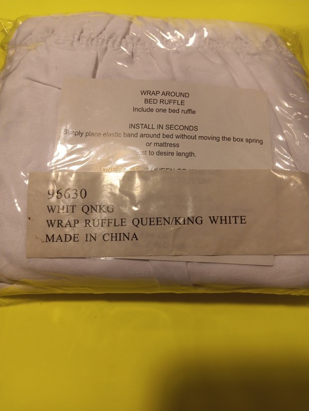 Wrap around Ruffle Queen Size #96630 White Bed Skirt – Adjustable New In Package gallery