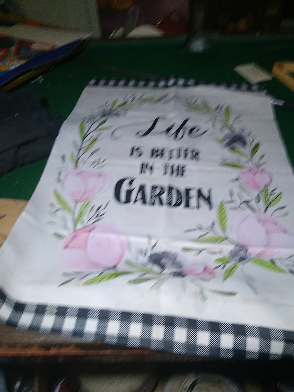 Yard Flag Life Is Better In The Garden Double sided 21" x 39" new Lot Of 3 gallery