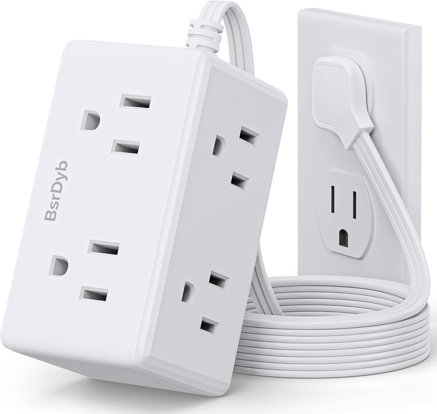 Flat Plug Power Strip 6 Ft, Ultra Flat Extension Cord with 6 Outlets Extender, N gallery