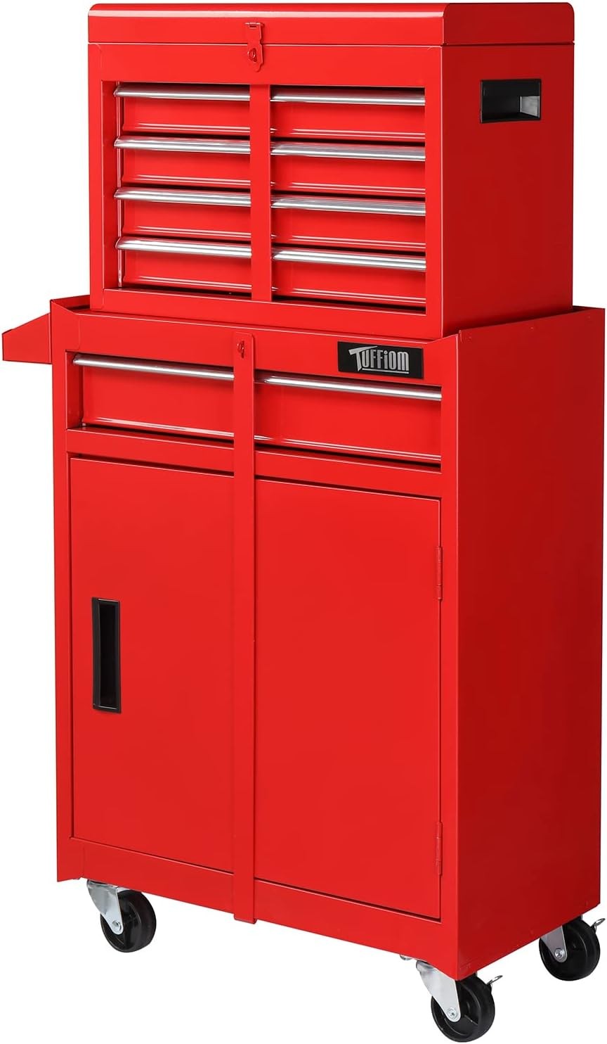 Rolling Tool Chest Storage Cabinet Mechanic Tool Organizer Box with Drawers Red gallery
