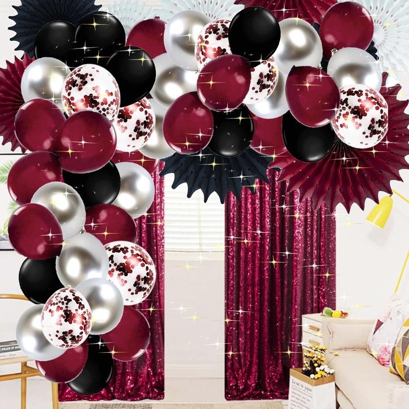 Graduation Decorations Maroon Black 2026/Burgundy Black Graduation Party Deco... gallery