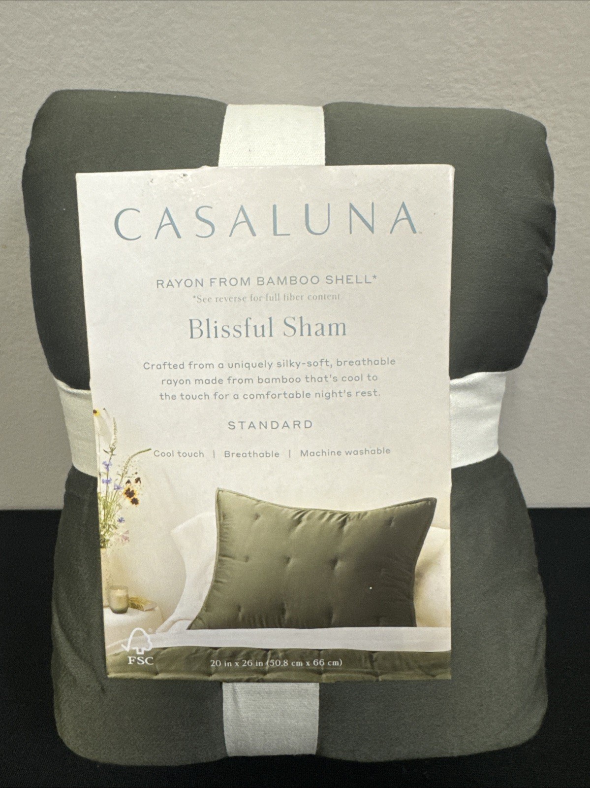 Standard Rayon from Bamboo Quilt Pillow Sham Dark Olive Green - Casaluna gallery
