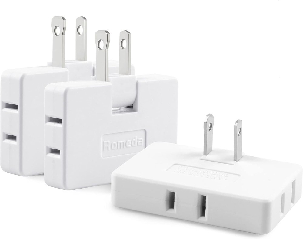 3 Pack AC Flat Wall Outlet Extender Flat Plug Adapter Outlet, Fold-Able 3 Way Wa