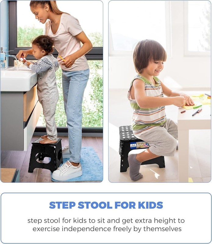 Folding Step Stool Plastic Foldable Stools Upgraded Lock Version 11" 16" 17.5" gallery