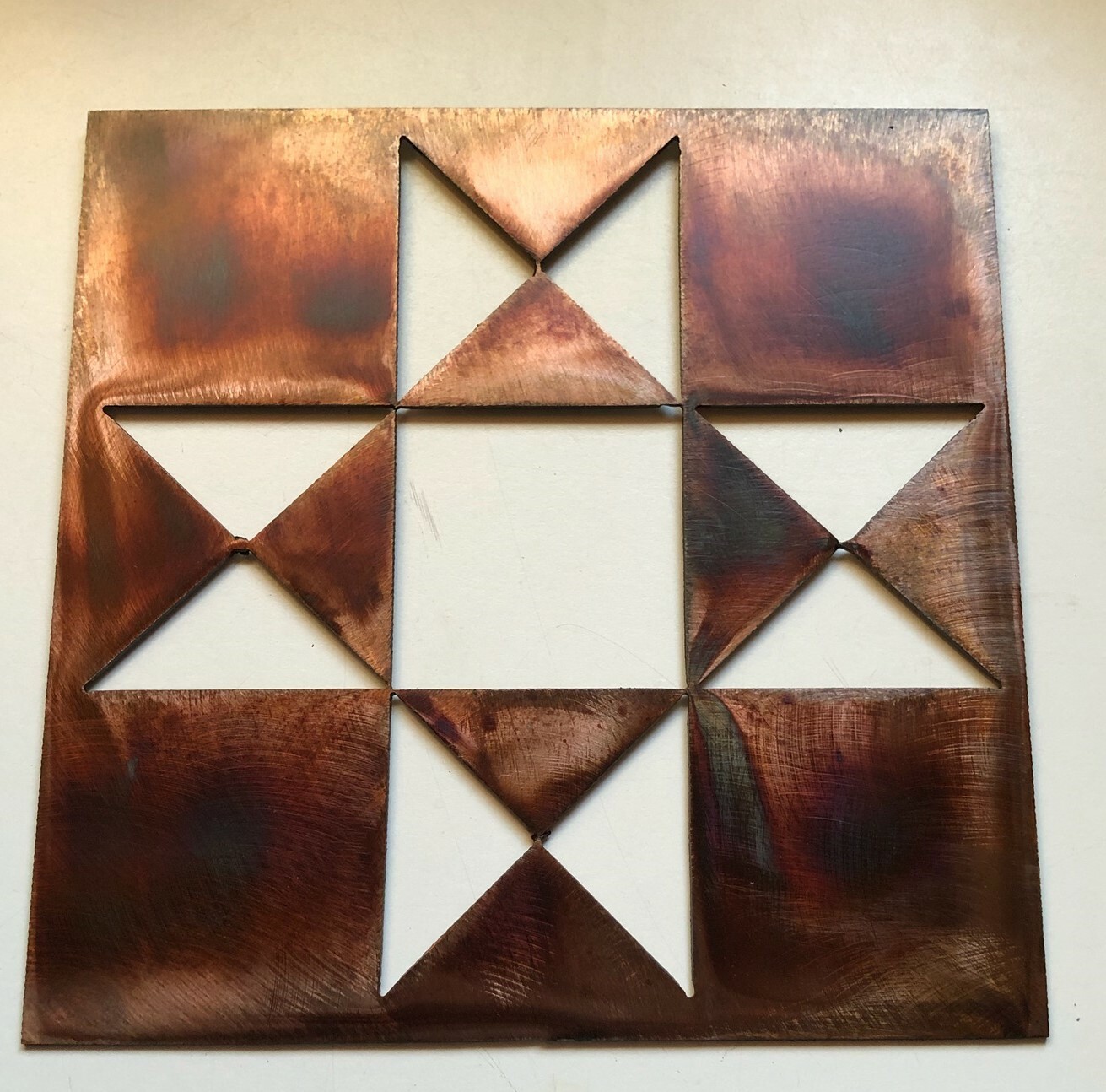 Ohio Star Quilt Square - Metal Wall Art - Copper 9" x 9" gallery