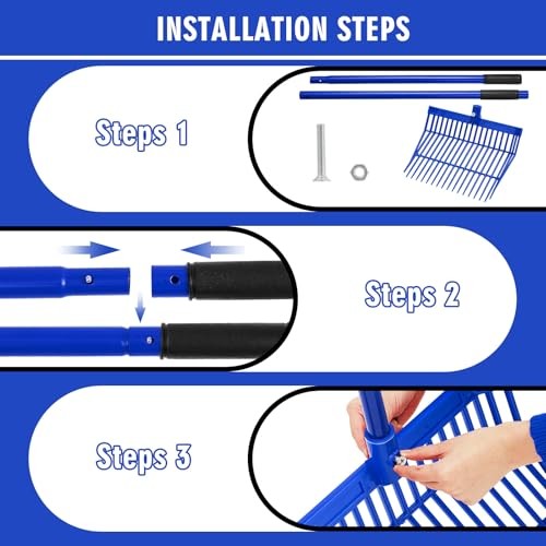 3 Sets Manure Fork with Long Handle - ABS Plastic Head & Metal Blue Grip gallery