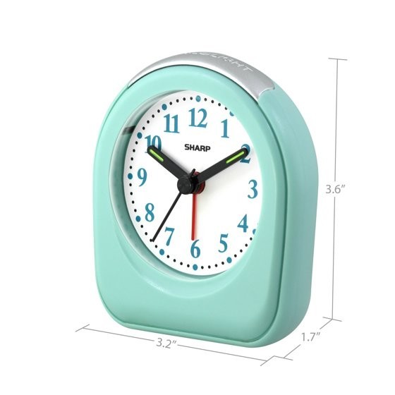 SHARP 2-Pack Mint Small Travel Alarm Clock Battery Operated Quartz Analog gallery