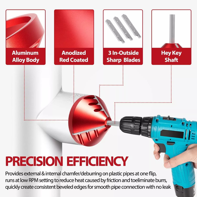 2 in 1 PVC Deburring Tool, Inner-Outer PVC Chamfer Tools for PVC/ABS/PP/PE Pipe gallery