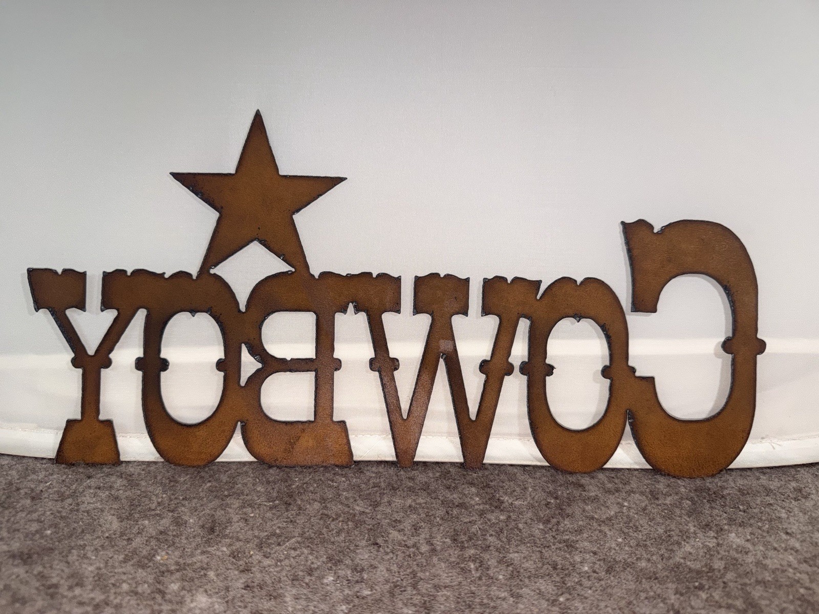 Rustic Metal Cowboy With Star Sign Western Wall Decor Country Art 15” x 7.25” gallery