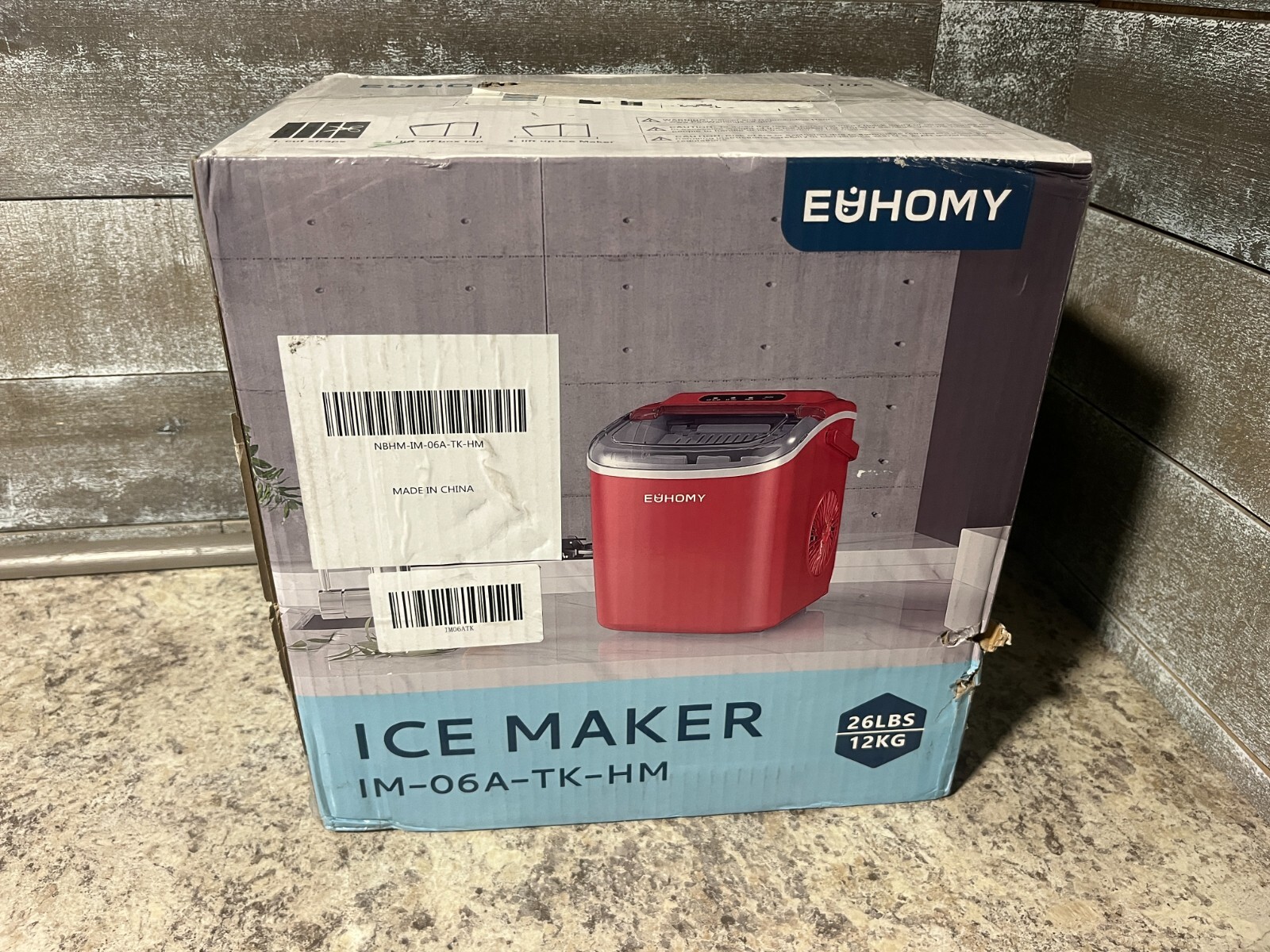EUHOMY Countertop Ice Maker Machine with Handle, 26lbs in 24Hrs, 9 Ice Cubes ... gallery