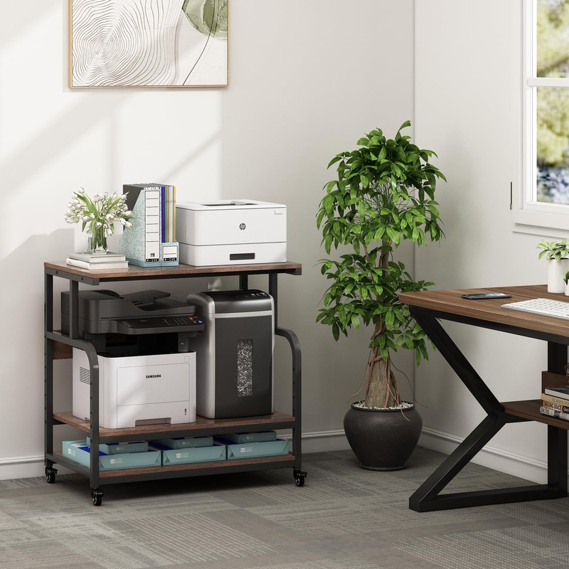 32.3" Wide Extra Large Printer Stand, 3 Tier Printer Table with Adjustable St... gallery