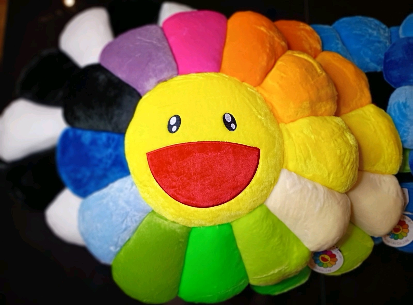 Takashi Murkami Style OG Flower Logo Multicolor Plush Flower Pillow huge 65 CM gallery