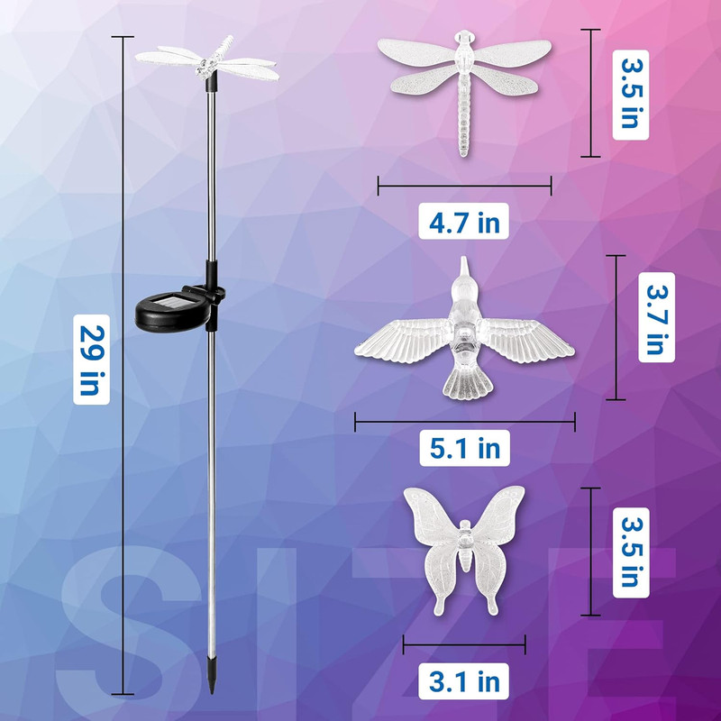 SOLPEX Solar Garden Lights, 3 Pack Solar Butterfly Lights Yard Decorations, Mult gallery