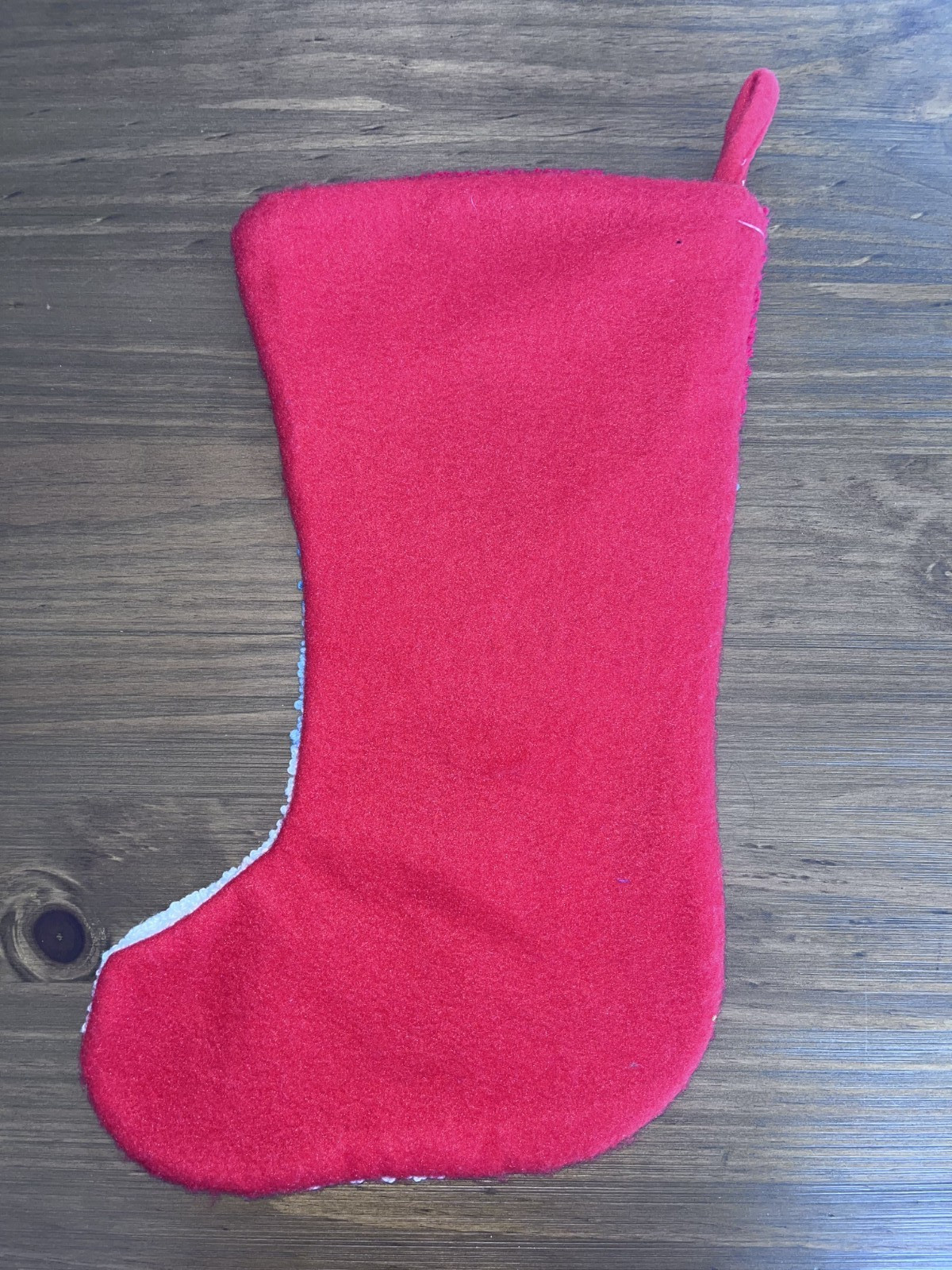 Vintage Christmas Stocking Punch Needle SNOWMAN Red Felt Back Needlepoint 20" gallery