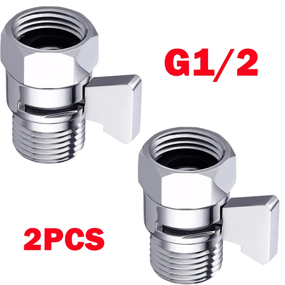 2Pcs G1/2 Chrome Shower Head Shut off Valve Flow Control Valve With Handle Lever gallery