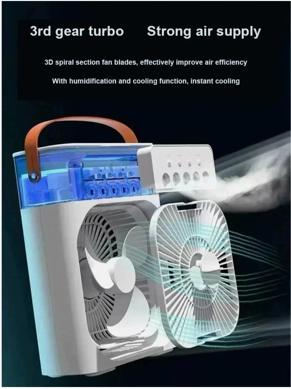 3 in 1 Portable Humidifier Air Conditioner Cooler Mini Fan 7 Color LED Light gallery