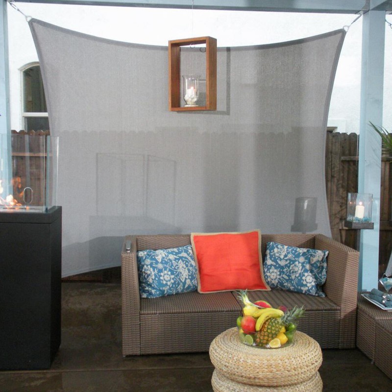 12ft Shade Sail Rectangle Gray Sun Canopy Cover with Steel Wire Garden Outdoor gallery