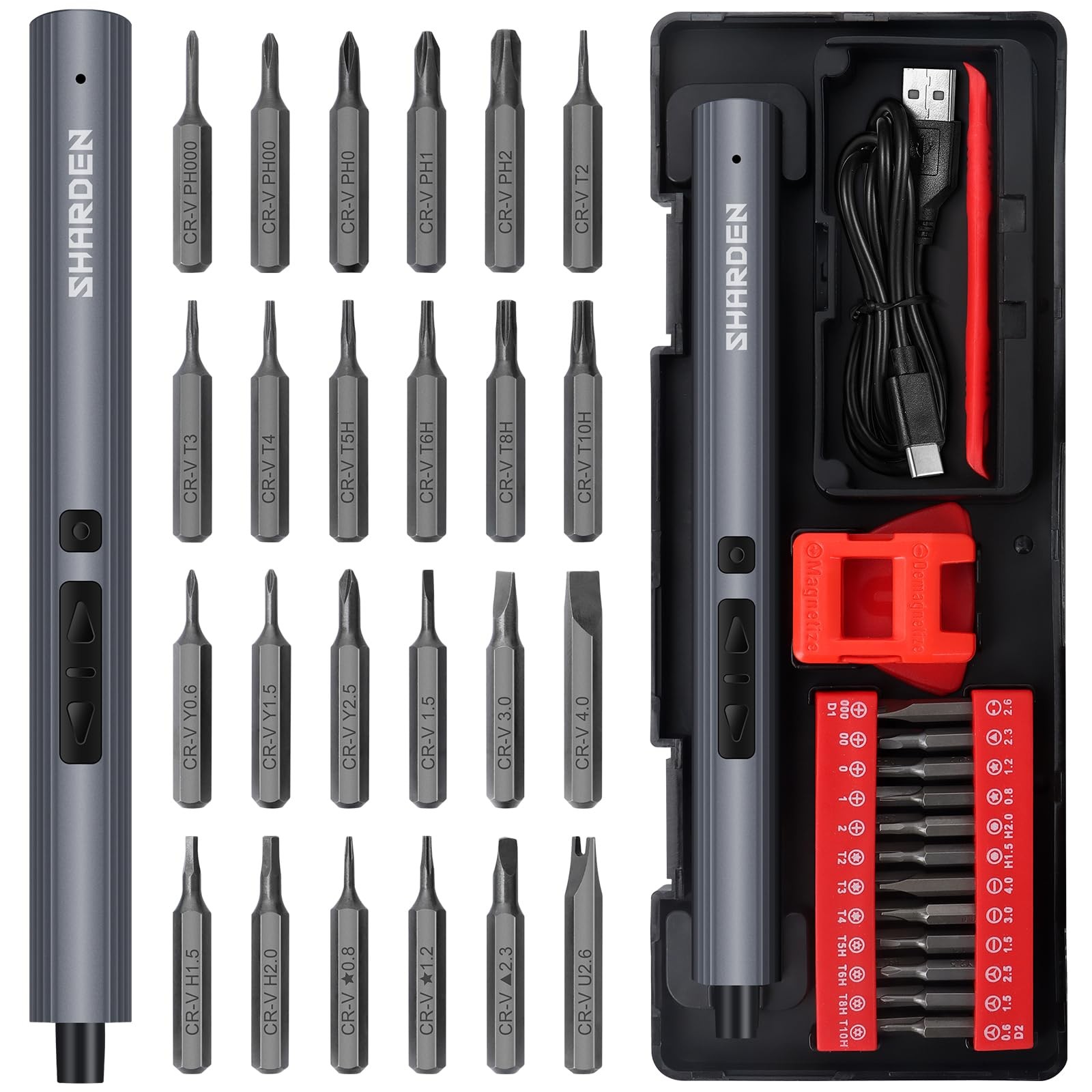 Mini Electric Screwdriver, 29 in 1 Small Electric Screw Driver Kit with 24 Ma... gallery