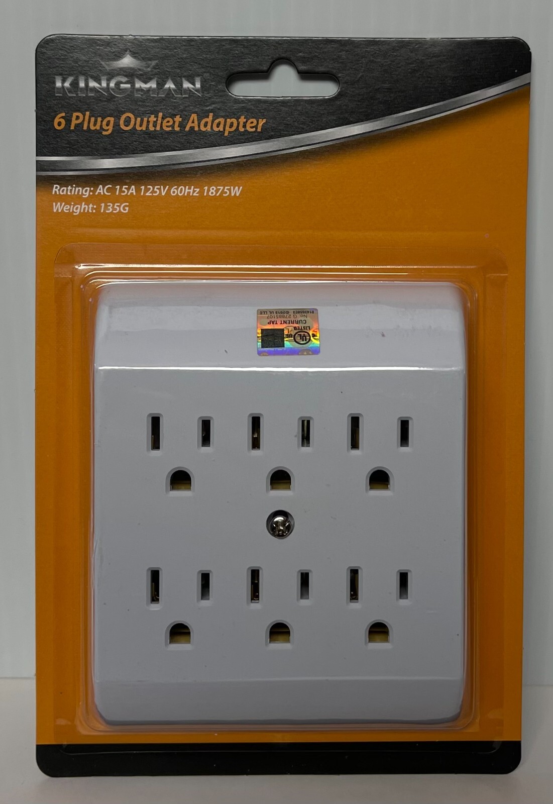 2x 6 Outlet Wall Tap Grounding Adapter UL 15A 125V 60Hz 1875W Max Power Strip gallery