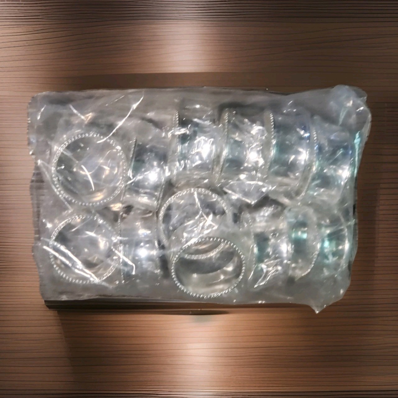 12 PC Stainless Steel Bead Side Napkin Rings Silver 1.97in x 0.98in New gallery