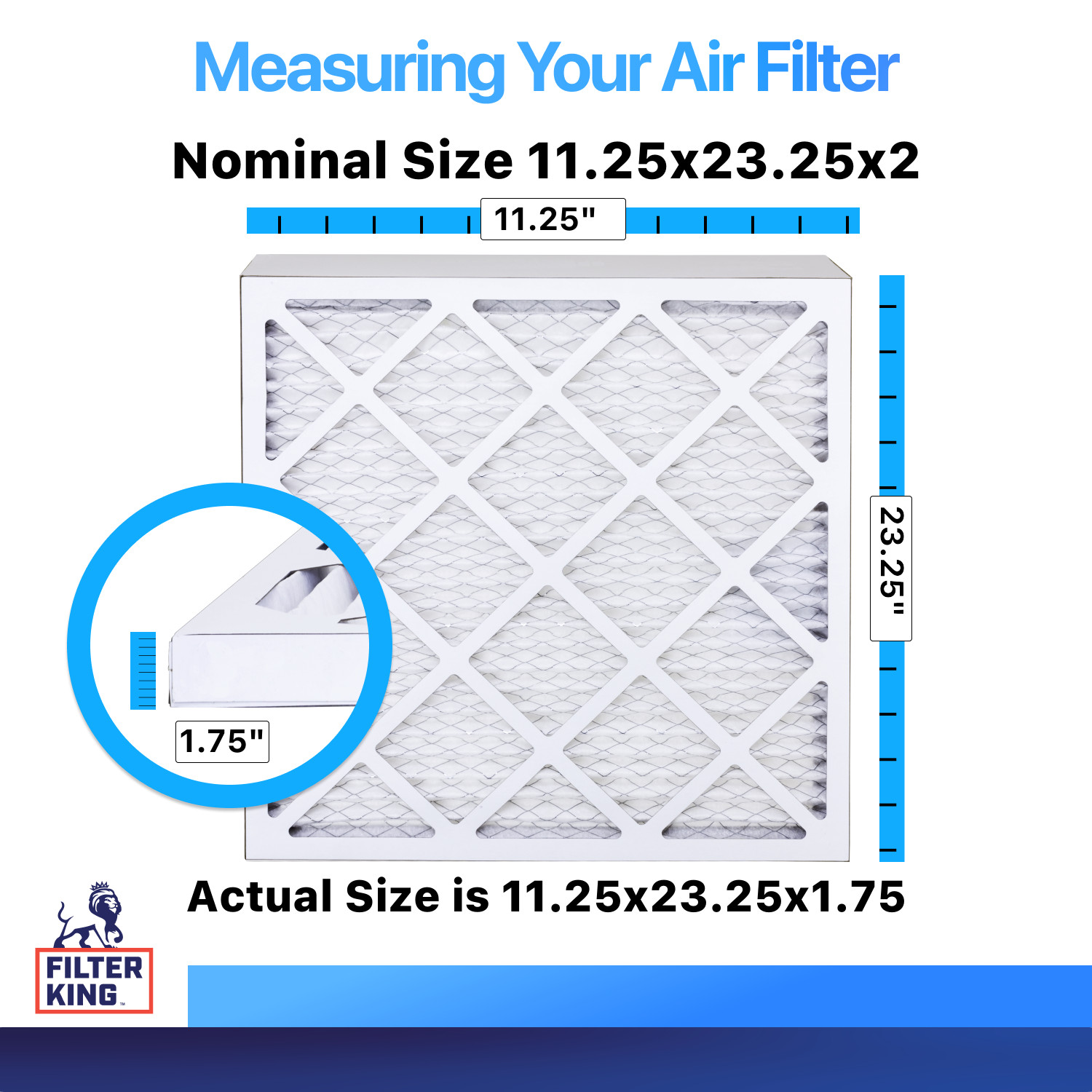 Filter King 11.25x23.25x2 Air Filter 4-PACK MERV 8 Actual Size 11.25 x 23.25 x gallery
