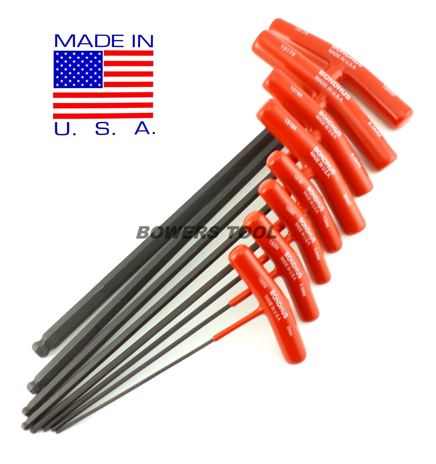Bondhus T Handle Ball End Hex Wrench Set Metric MADE IN USA 13189 T-Handle Stand gallery