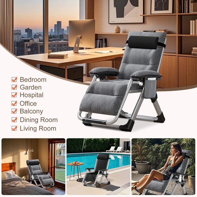 Begonia.K Zero Gravity Chair, Adjustable Reclining Lounge Padded Chair &Headrest gallery