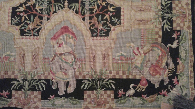Aubusson Needlepoint Rug Elephants Monkeys People 68½ x 44 gallery