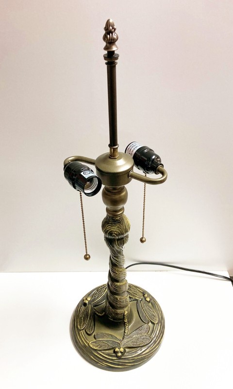 Tiffany Lamp Base-DRAGONFLY Design-Replacement Base Only, 2-Light Pull Chain-Brz gallery
