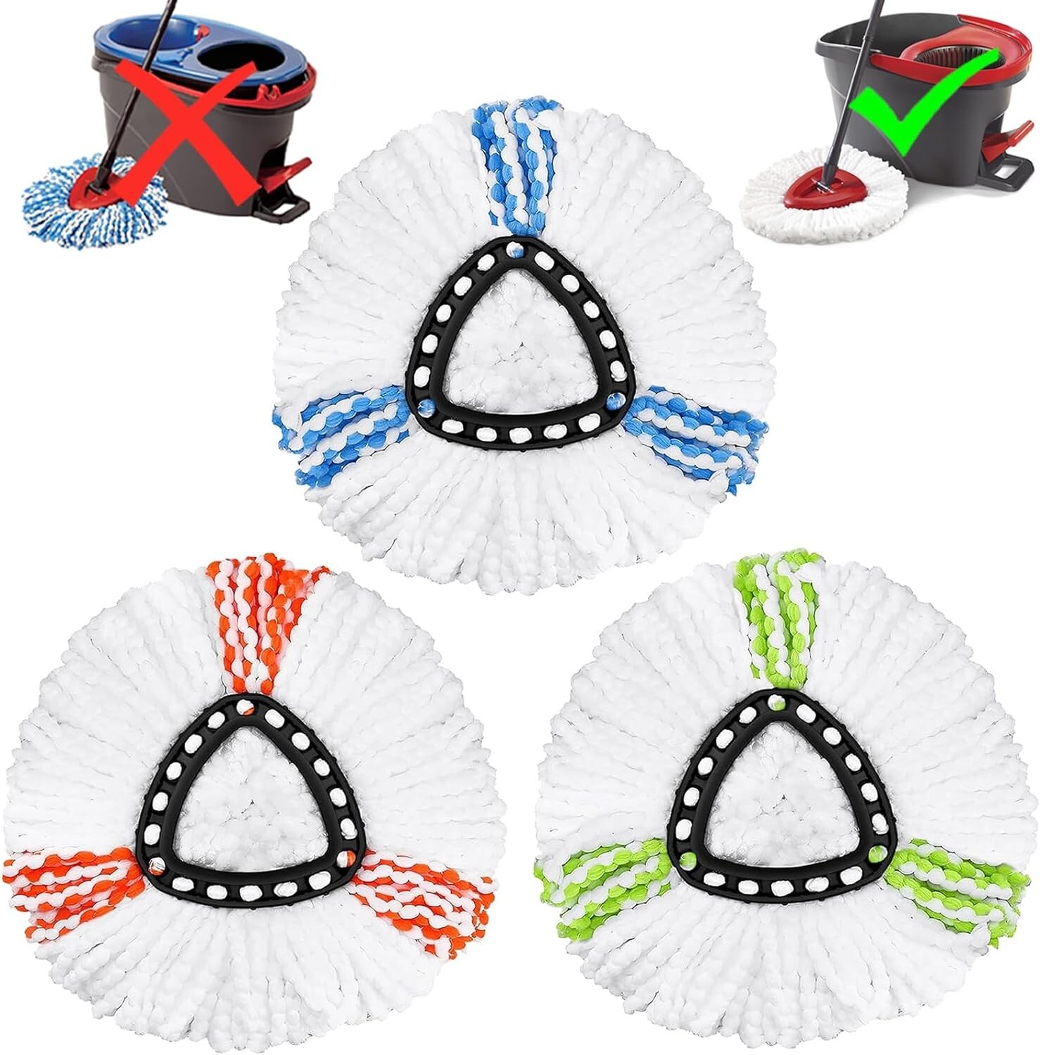 3 Pack Mop Replacement Heads Compatible with Spin Mop, Microfiber Spin Mop Head gallery