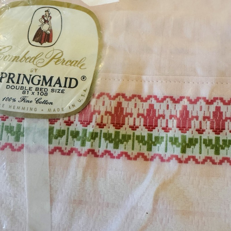 Vintage Springmaid Combed Percale Double Bed Sheet 81x108 New in Package gallery