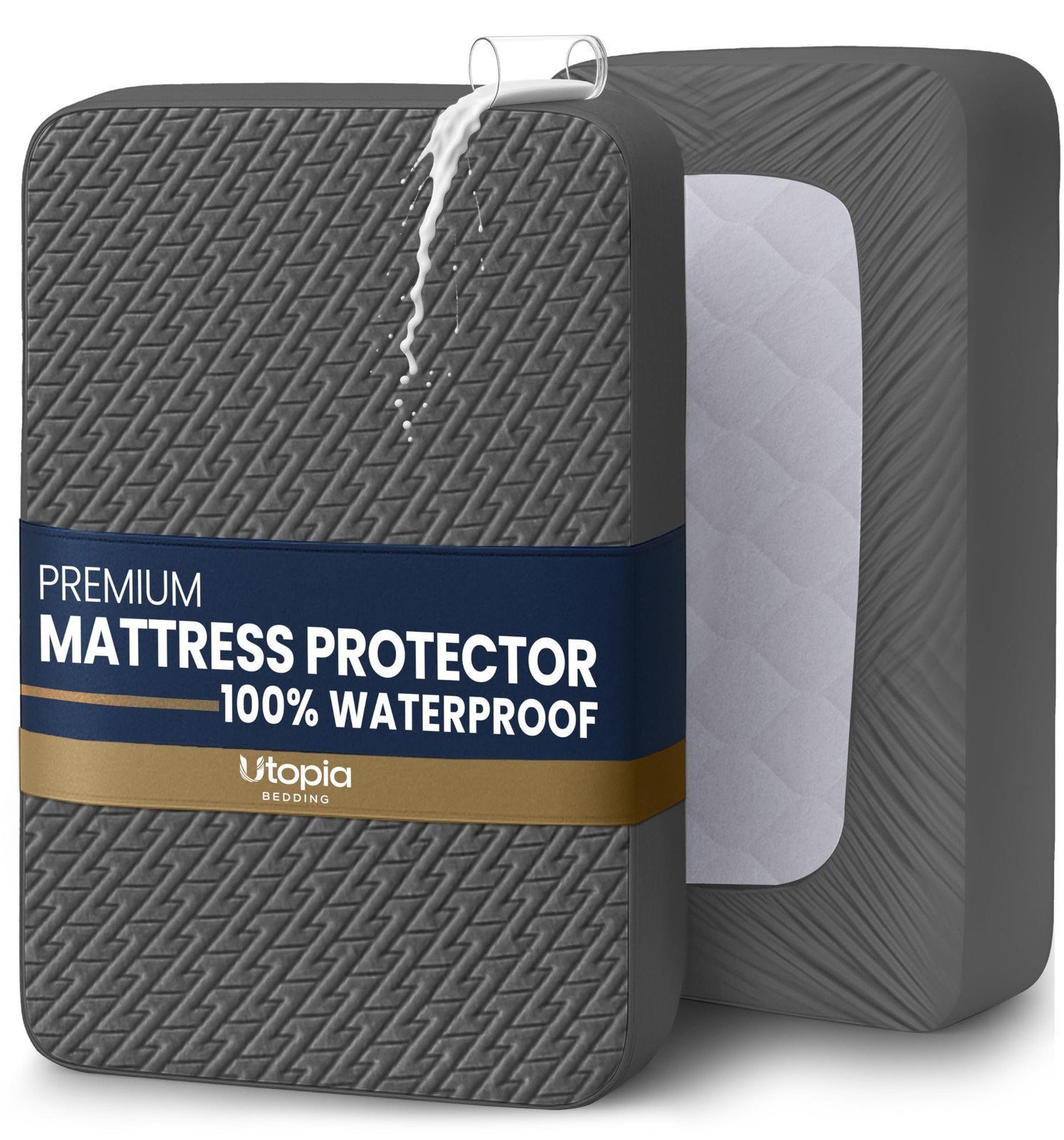 Utopia Bedding Waterproof Mattress Protector Queen Size (Gray), Premium 3D... gallery