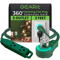 Extension Cord Flat Multi Plug Outlet – 360° Rotating Power Cords