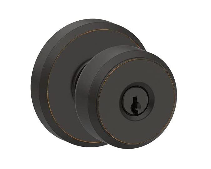 SCHLAGE Bowery Keyed Entry Door Knob with Greyson Trim F51A BWE GSN