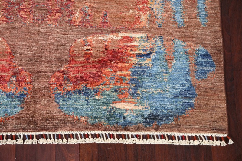 Modern Rust Wool Abstract Oriental Area Rug Hand-made Contemporary Carpet 6x8 gallery
