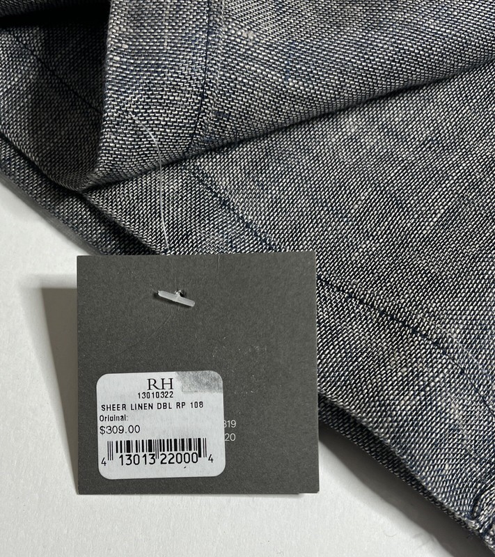 Restoration Hardware Sheer Belgian Linen Drapery RP 100"W x 108"L Indigo $410 gallery