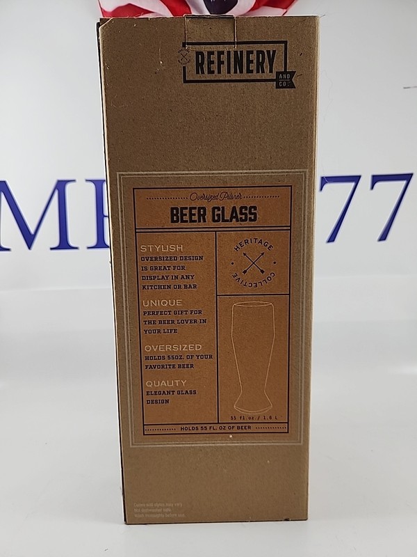 Refinery and Co. Over Sized Pilsner Beer Glass 55 oz. 1.6 liter New In Box gallery