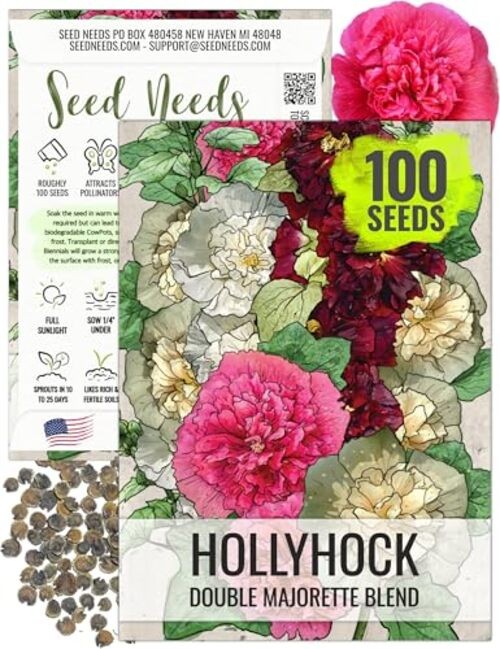 , Double Seeds - Heirloom Seeds for Planting Alcea 1 Pack Majorette Hollyhock gallery