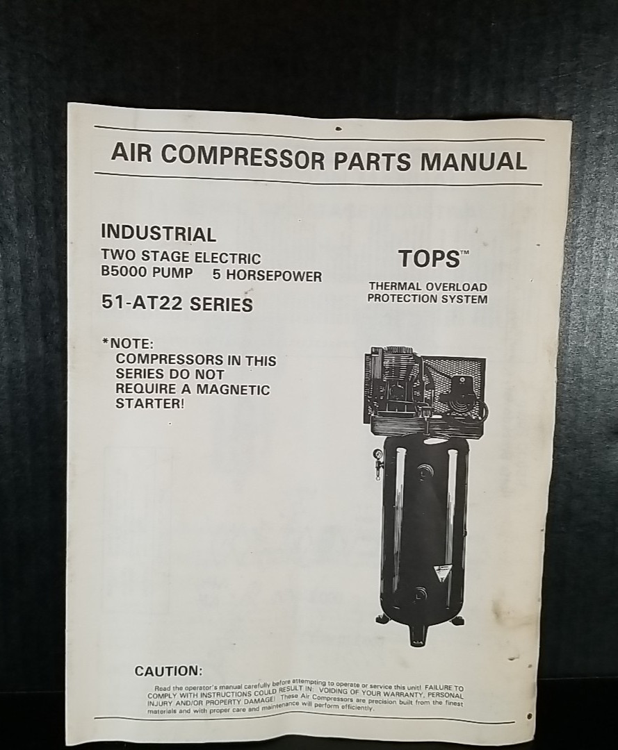 Sanborn Mfg. Two Stage Electric Air Compressor Operators Manual 51-AT22 Series gallery
