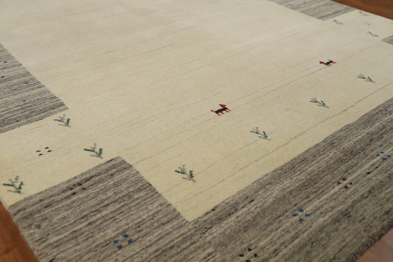 Bordered Stylish and Versatile Gabbeh Bedroom Rug Handmade Wool 5x6 ft gallery