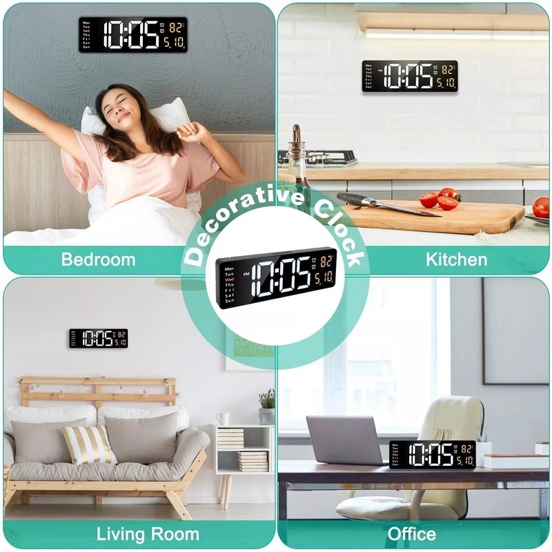 16" Large Digital Wall Clock with Remote, Large Display LED Wall Clock Timer US gallery