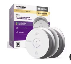 2 pack UNIVERSAL Combination Smoke & Carbon Monoxide Detector With Voice Alarm