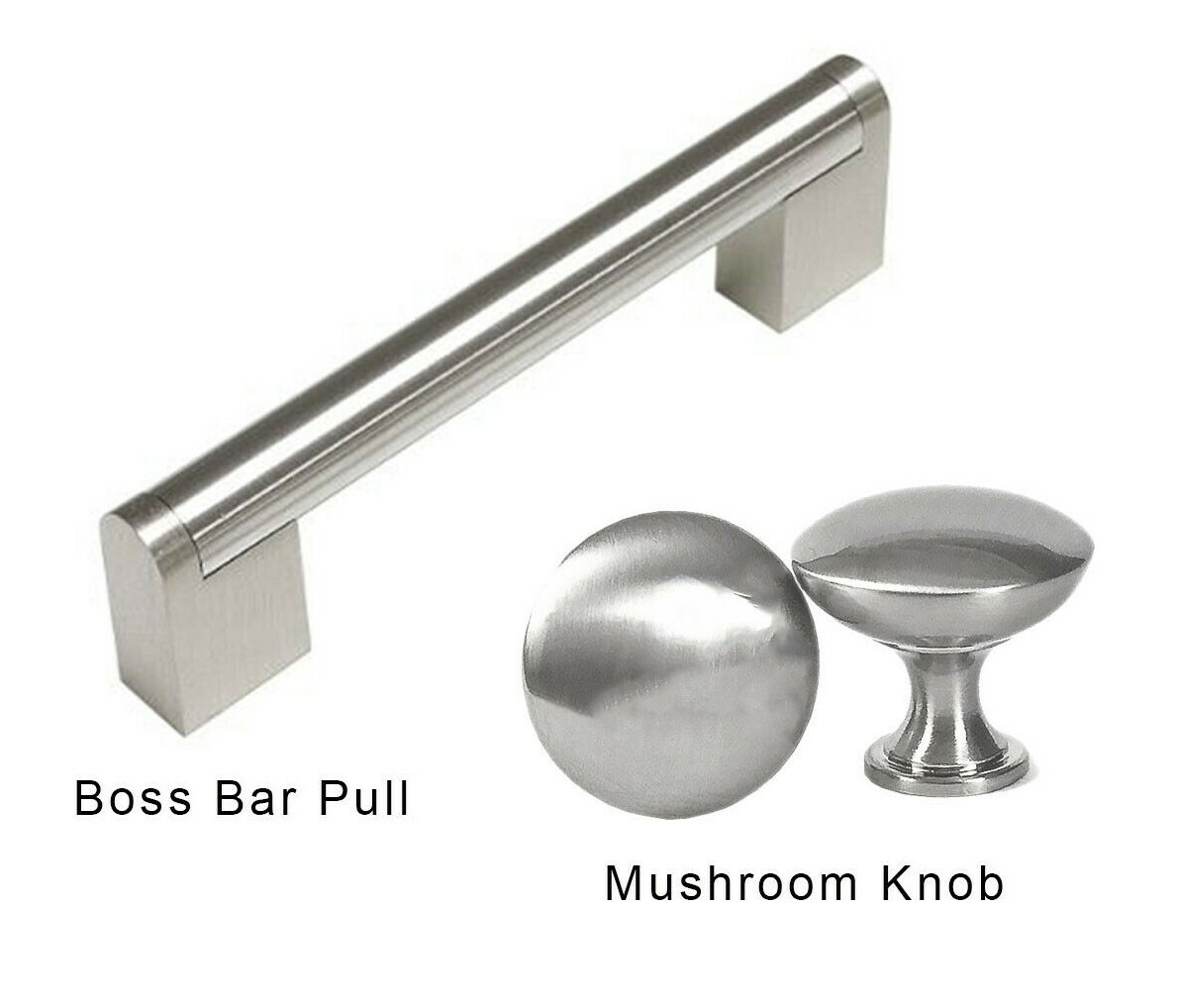 Square Boss Bar Pull Handle Round Knob Kitchen Cabinet Hardware Brushed Nickel gallery