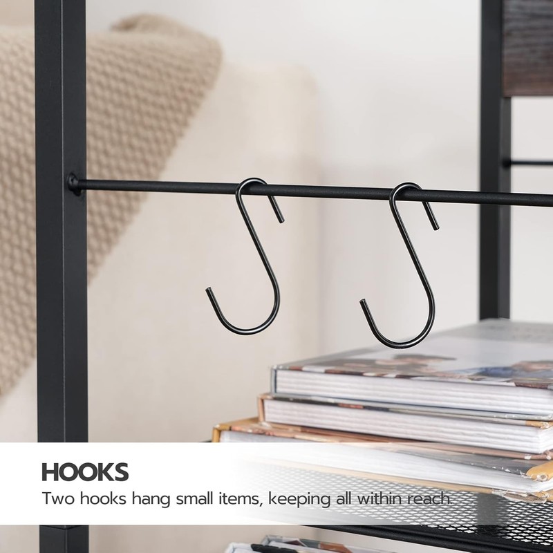 3-Tier Rustic Mobile Printer Stand with Charging Station - Space-Saving Design gallery